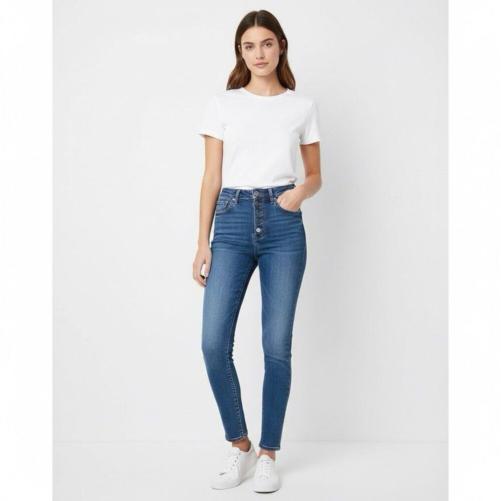 RE/DONE 90s High Rise Ankle Crop Jeans 24 Vintage Distressed Medium Wash Minimal